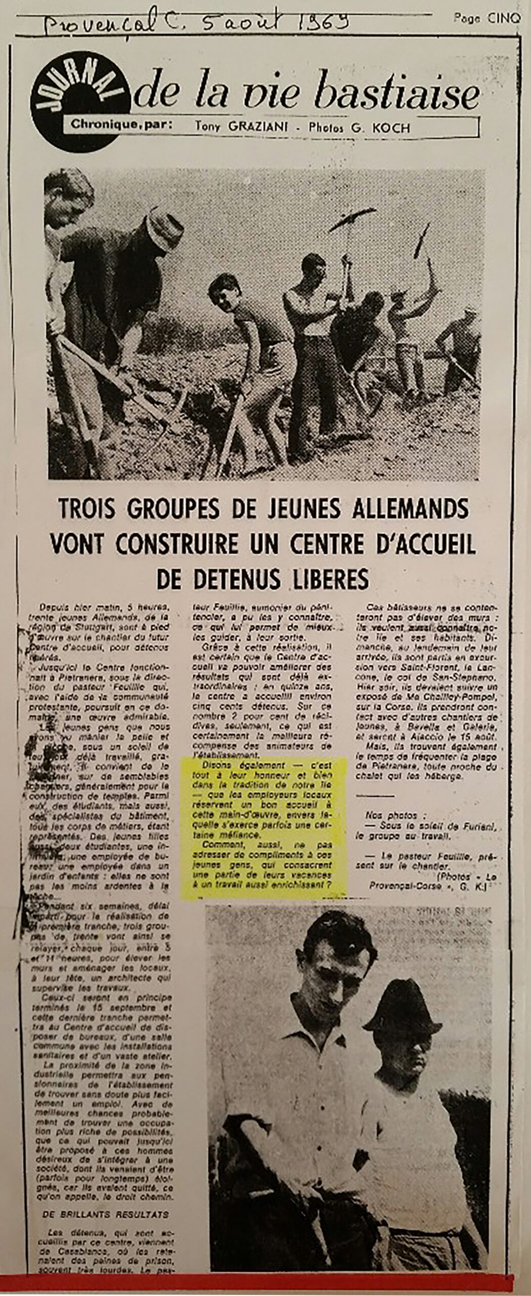Le Provençal La Corse, 05 août 1969